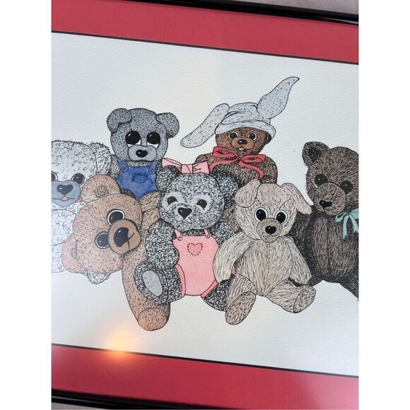 Vintage Teddybear Bear Framed Print Picture 1980s - Picture 6 of 7